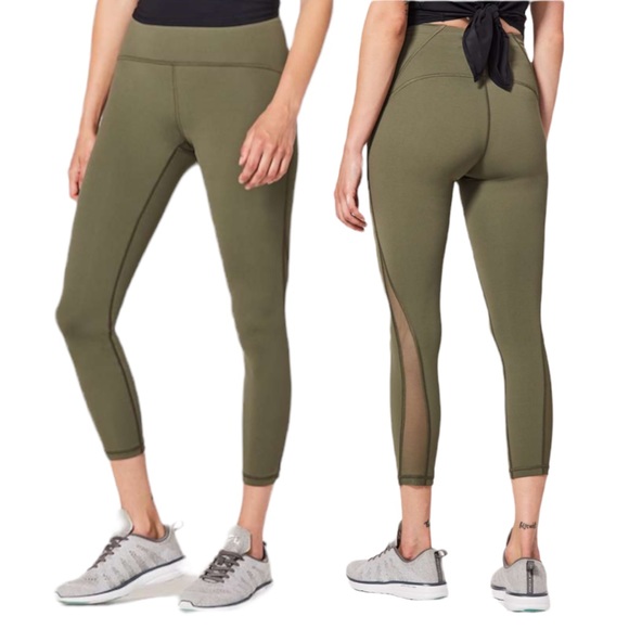 Lululemon Train Times 7/8 Pant High Rise Mesh Sage Leggings - Picture 1 of 6
